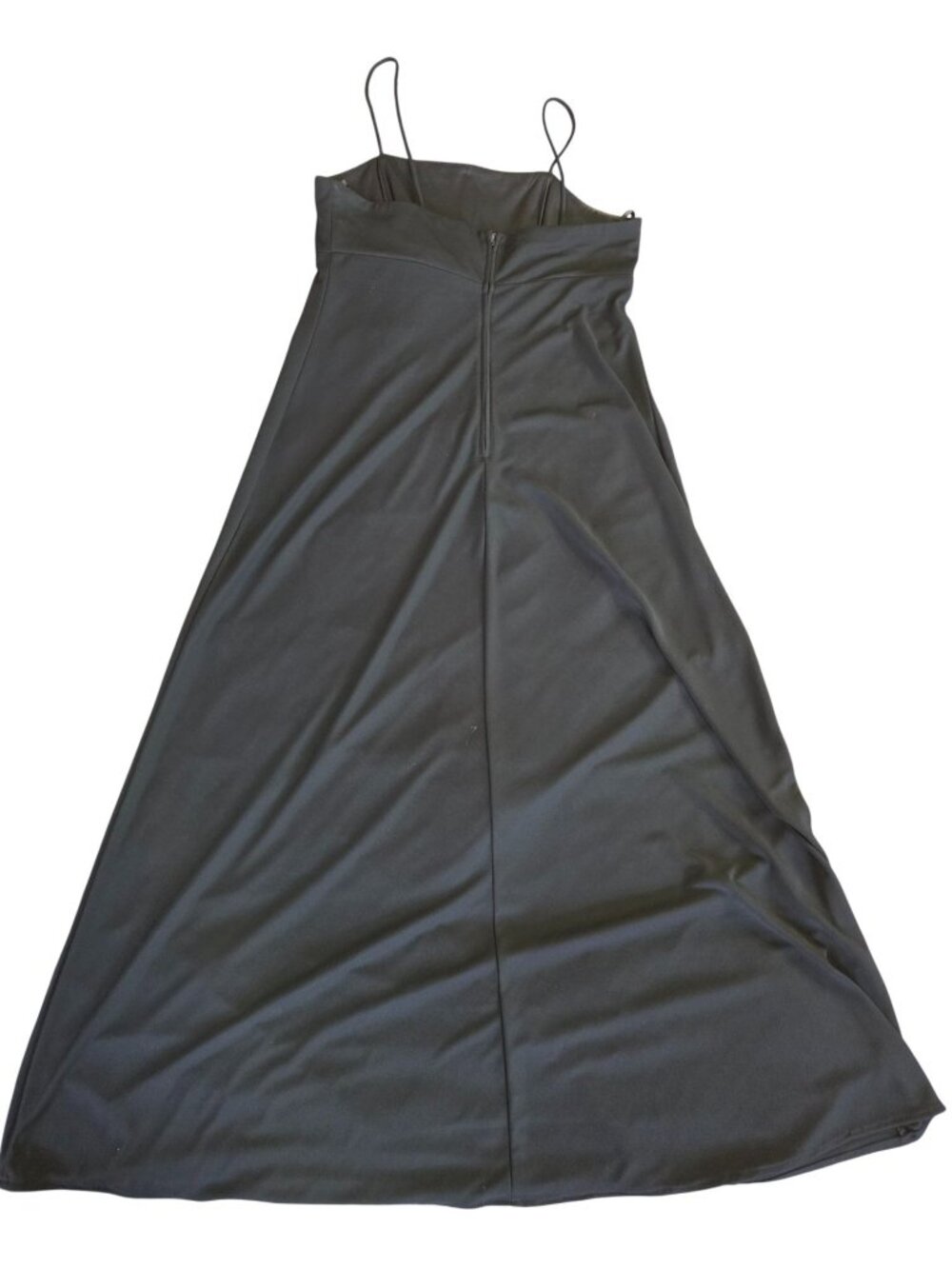 Y2K Coquette Goth Black Spaghetti Strap Long Maxi Evening Gown Size 13-14 - Picture 3 of 11